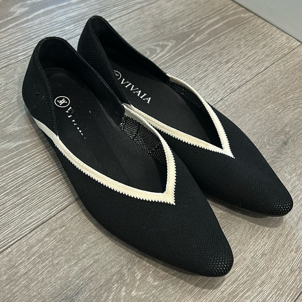 VIVAIA BLACK KNIT FLATS